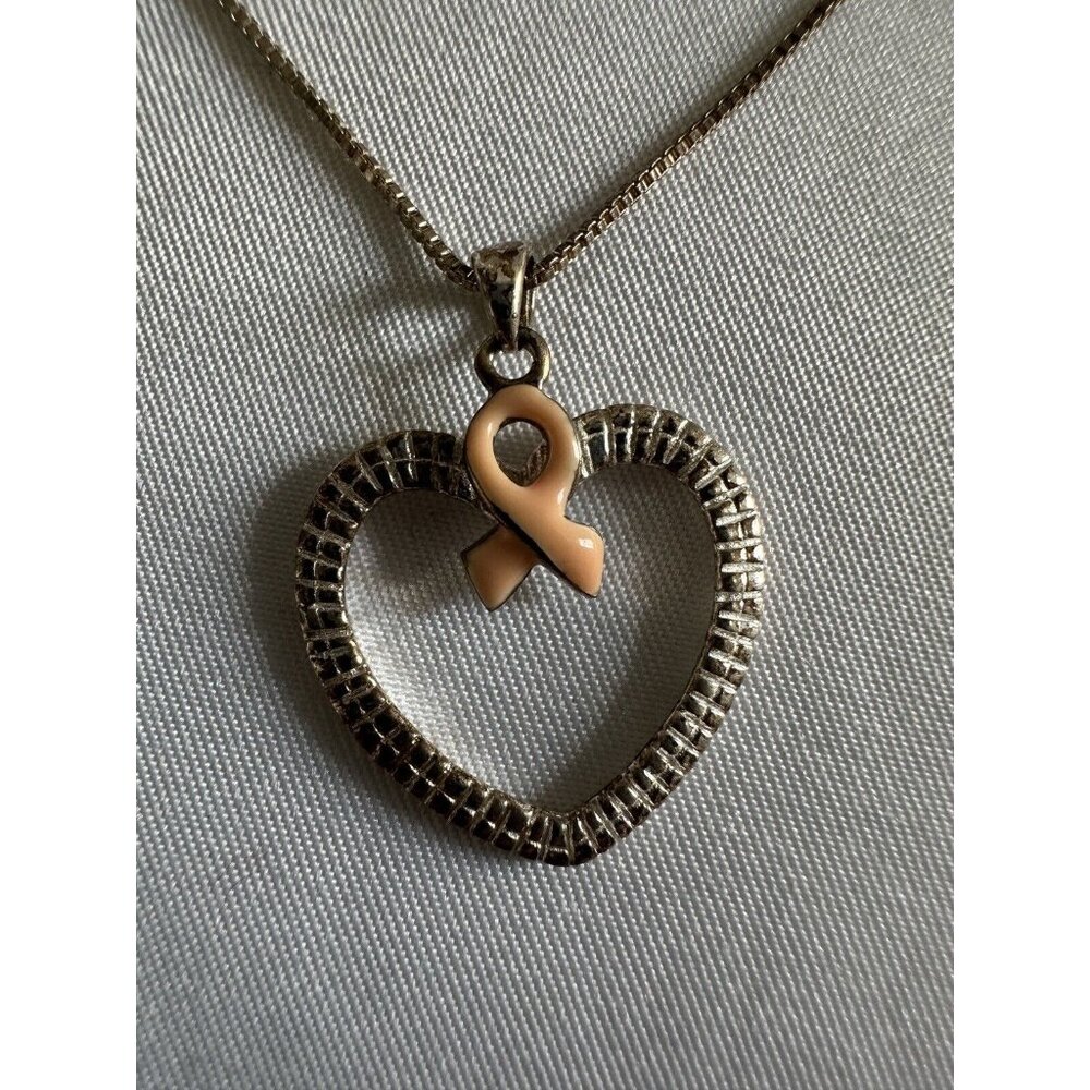 vintage sterling silver 925 heart pendant necklace 18” B9